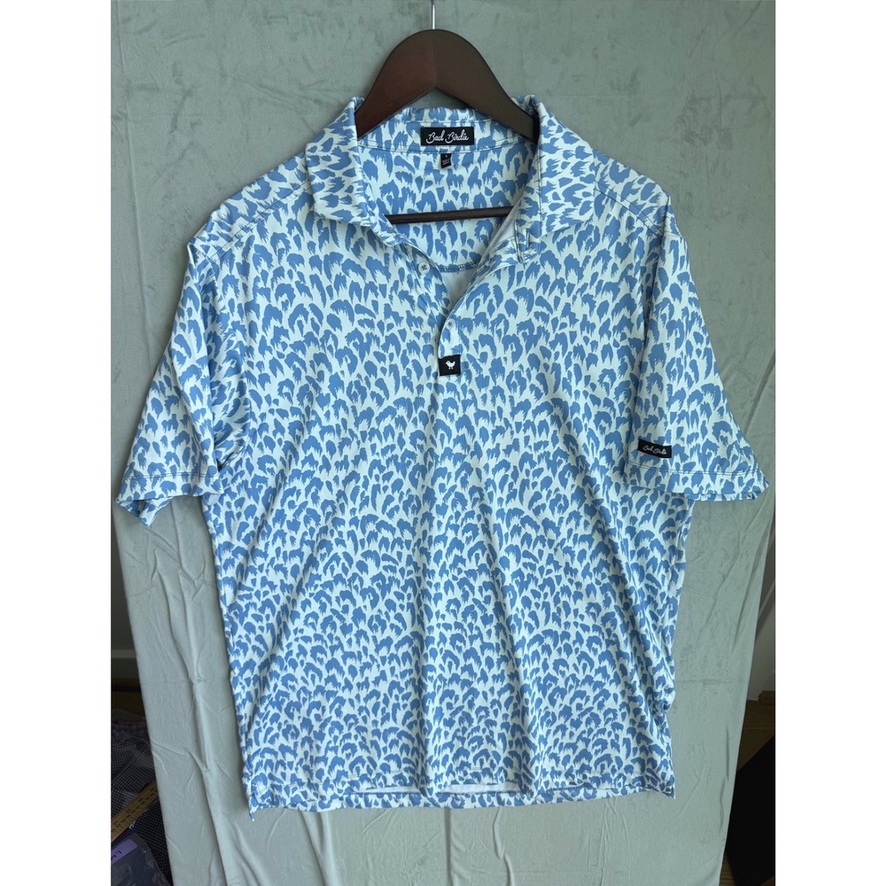 Bad Birdie Hotel Azul Performance Golf Polo Abstract Print Mens L Blue Outdoor